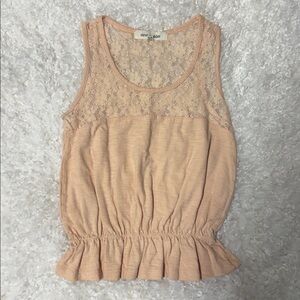Peach Peplum Top with Lace Detail